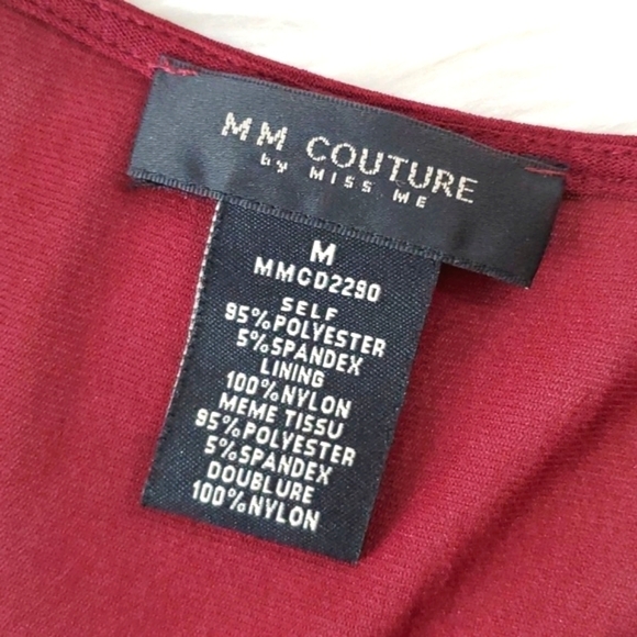 MM Couture Miss Me Merlot Wine Cranberry Sleeveless Sheer Back Midi Dress Size M - Picture 13 of 13